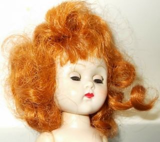 Vtg Vogue Nude Ginny Walker Doll w/Bright Red Hair Needs Hair Stylist 1950s 6