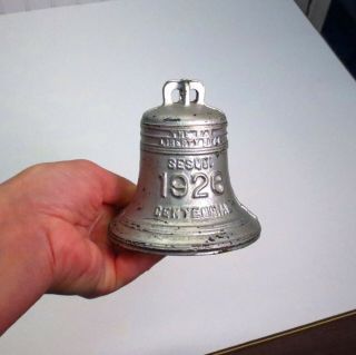 Vintage Silver Cast Iron 1926 Sesqui Centennial Liberty Bell Still Coin Bank