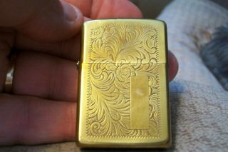 Vintage Zippo Brass Venetian Etching Lighter 1 - 1v Bradford Pa.