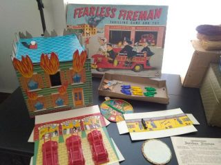 Vintage Rare 1957 Hasbro Fearless Fireman Game No.  2615