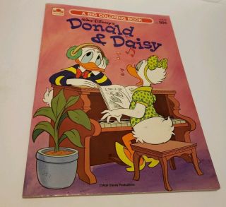 Vtg Golden Donald Duck & Daisy Big Coloring Book Walt Disney 1984