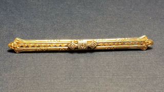 Vintage Antique 10k Gold 1/8 Carat Diamond Tie Bar Pin Jewelery