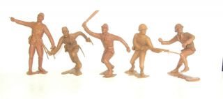 5x Vintage Marx 150 Mm Plastic Toy Soldiers World War 2 Japanese Infantry