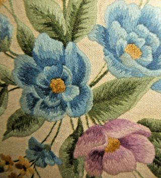 Framed Vintage Floral Wool Crewel Work Just gorgeous I can ship w/without fram 2
