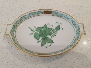 Vintage Herend Chinese Bouquet Apponyi Green Trinket Dish Hand Painted 7783/av