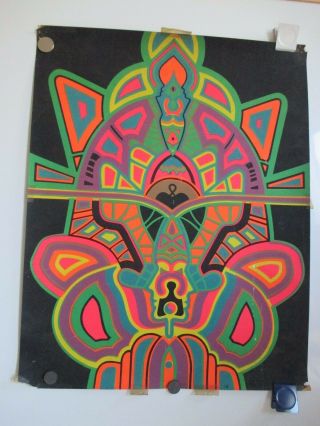 Vintage Psychedelic Design Black Light Poster 1960 