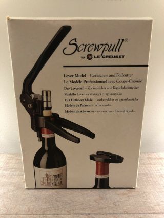 Le Creuset Screwpull Corkscrew Lever Model - Wine Bottle Opener Kit - Vintage