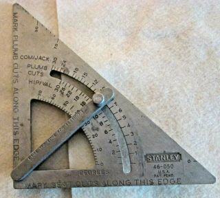 Vintage Stanley 46 - 050 Adjustable Framing Quick Square Layout - Made In Usa