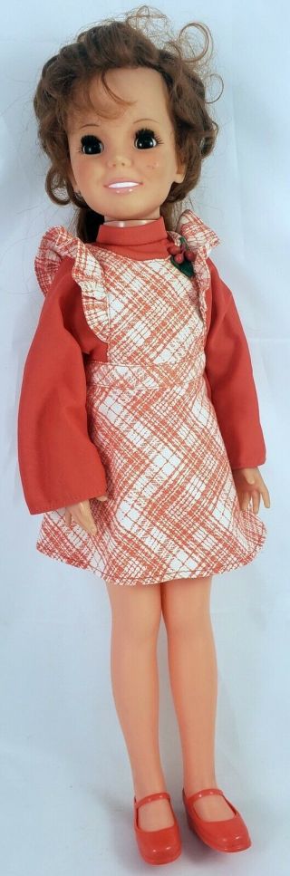 Vintage Crissy Doll By Ideal Grow Hair Orange African Am.  Dress & Shoes