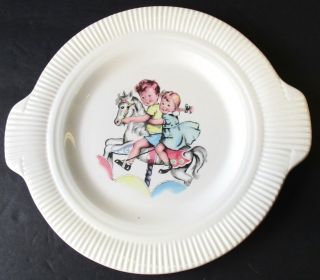 Cool 1940’s Salem China Boy & Girl Carousel Horse Merry - Go - Round Plate Vintage