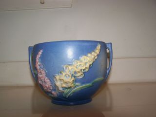 Vintage Roseville U.  S.  A.  Foxglove Blue Vase 659 - 5 Double Handles