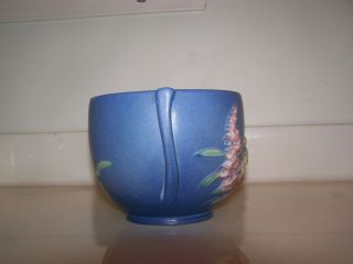 Vintage Roseville U.  S.  A.  Foxglove Blue Vase 659 - 5 Double Handles 3