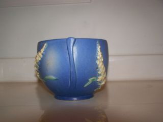 Vintage Roseville U.  S.  A.  Foxglove Blue Vase 659 - 5 Double Handles 4