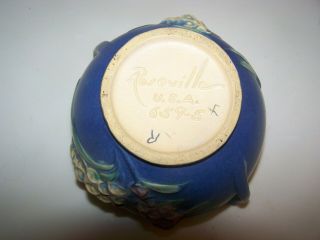Vintage Roseville U.  S.  A.  Foxglove Blue Vase 659 - 5 Double Handles 6