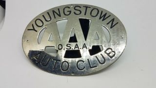 Vintage Aa Auto Club Of Youngstown Topper Badge Aa License Plate Osaa