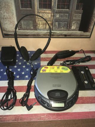 Vintage Koss Portable Cd Player Walkman Headphones Car Kit Adapter Bass