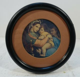 Wpw202 Vintage Blessed Virgin Mary Raphael Print Old Frame Madonna Of The Chair