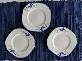 Vintage Bluebird China,  W.  H.  Grindley & Co.  Ltd. ,  England,  Ivory Three 6 " Plates