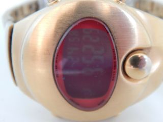 Pulsar Spoon W - 620 Vintage Red Faced Gold Tone Digital Watch