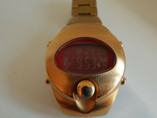 PULSAR SPOON W - 620 VINTAGE RED FACED GOLD TONE DIGITAL WATCH 5