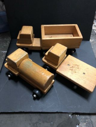 Vintage Community Playthings Semi Truck & Trailer Flat Bed And Gas Truck