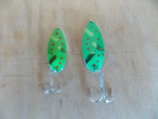 (2) Rare Vtg Little Cleo Wigl Lures W/hula Dancers (green With Red Dots)