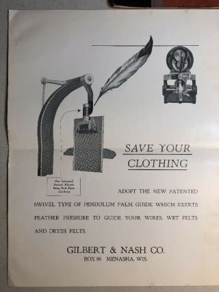 Vintage 1900’s Gilbert & Nash Paper Machinery Wire Felt Guides Book - Ad Inserts 3