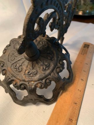 VTG/Antique Black Cast Iron Oil Lamp Holder Swing Arm Style w/Wall Mount Bracket 4