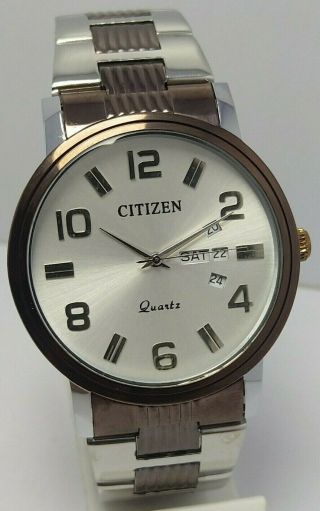 Rare Vintage Citizen Quartz D&d Silver Dial Wrist Watch Men 