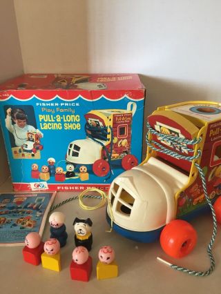 Vintage 1970 Fisher Price Pull - A - Long Lacing Shoe