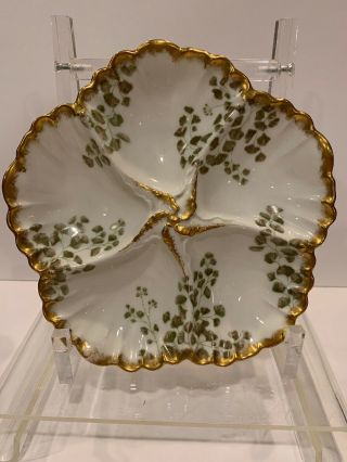Large Vintage Limoges Gold White France Porcelain Divided Serving Tray Dish 4338