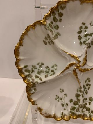 Large Vintage Limoges Gold White France Porcelain Divided Serving Tray Dish 4338 5