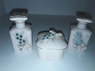 Vintage Thames Japan Hand Painted Porcelain Dresser Boudoir Vanity Set