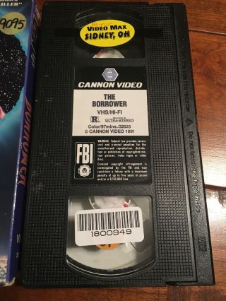 Vintage THE BORROWER Horror VHS Tape CANNON VIDEO 1991 - RARE OOP 3