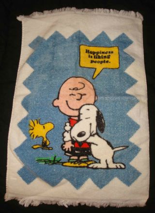 Vintage United Feature Syndicate Peanuts Snoopy Charlie Brown Cotton Bath Towel