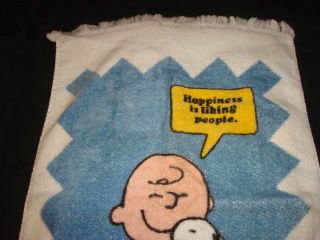 Vintage United Feature Syndicate Peanuts Snoopy Charlie Brown Cotton Bath Towel 2