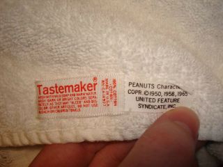 Vintage United Feature Syndicate Peanuts Snoopy Charlie Brown Cotton Bath Towel 4