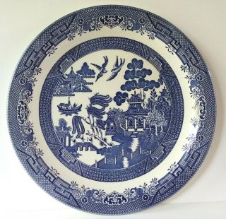 Blue Willow Churchill Made In England Large Round Platter Serving Plate Vintage
