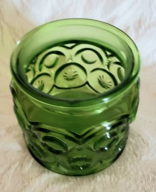 Vintage L.  E.  Smith Moon & Stars Canister Apothecary Jar Green Glass Small 3