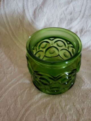 Vintage L.  E.  Smith Moon & Stars Canister Apothecary Jar Green Glass Small 4