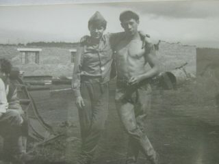Shirtless Handsome Affectionate Men Hug Soldiers Bulge Gay Int Vintage Photo