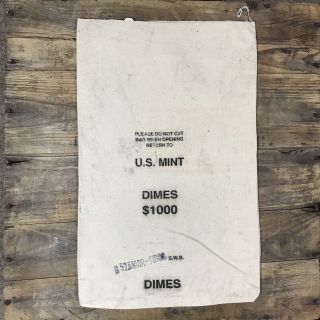 (10) Ten Vintage U.  S.  Canvas Money Bank Bags $1000 Dimes Deposit.  10