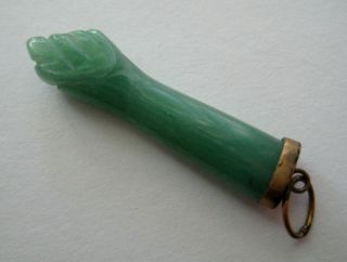 Vintage Carved Jade Italian Figa Fist Good Charm Luck Evil Eye Protection