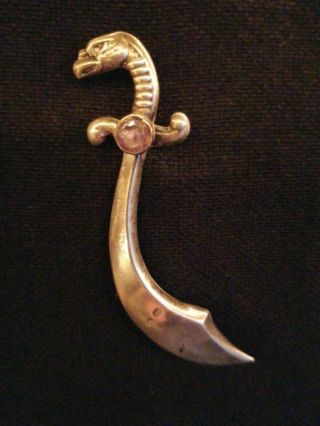 Vintage Native American Indian Sterling Silver Sword Brooch Pin