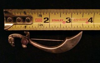 Vintage Native American Indian Sterling Silver Sword Brooch Pin 4