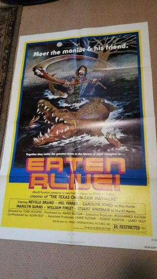 Rare 1978 Eaten Alive One - Sheet Poster 27x41 Tobe Hooper Vintage Horror