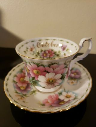 Vintage Royal Albert " Cosmos " Bone China Tea Cup And Saucer,  October