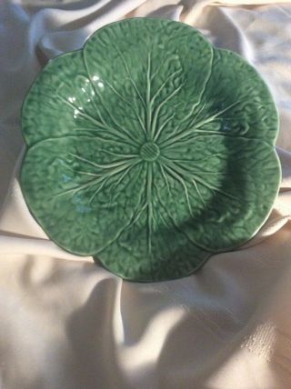 Vintage Bordalo Pinheiro Portugal Majolica 9 - 1/4 " Green Cabbage Leaf Plate
