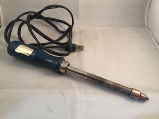 Vintage Blue Wood Handle Electric Soldering Iron And