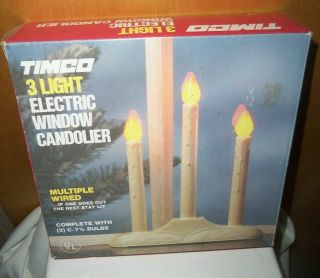 Vtg Timco 3 Light Electric Window Candolier W/bulbs,  Box